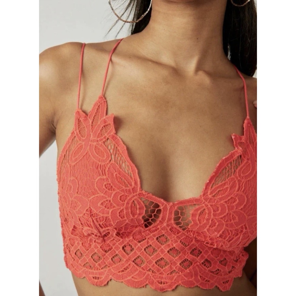 Free People FP One Adella Bralette Orange Lace Bra Fairy Bohemian Festival Boho